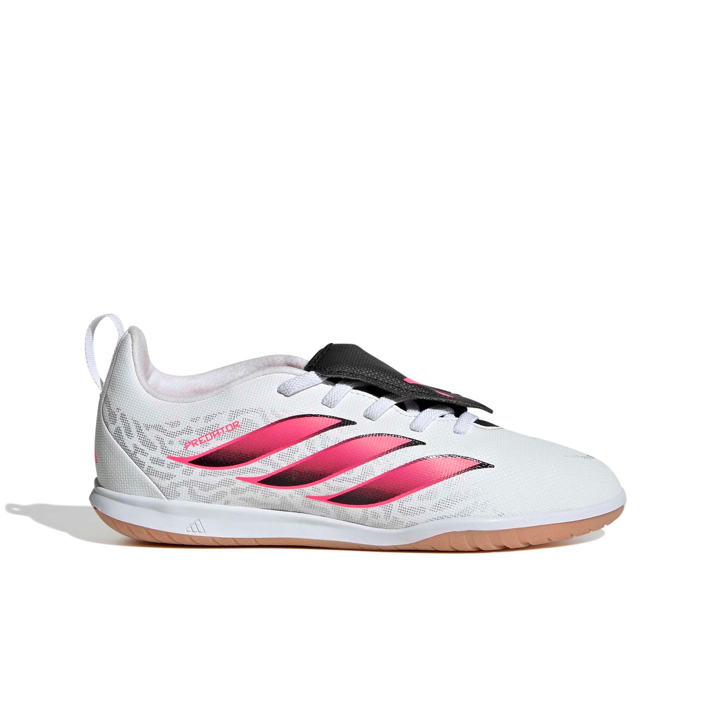 adidas Predator Club Fold-Over Tongue IC "White/Solar Turbo/Black" Grade School Kids' Soccer Shoe - WHITE/SOLAR/BLACK